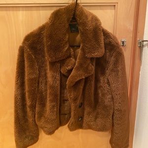Free People Faux Fur Jacket - Brown XS